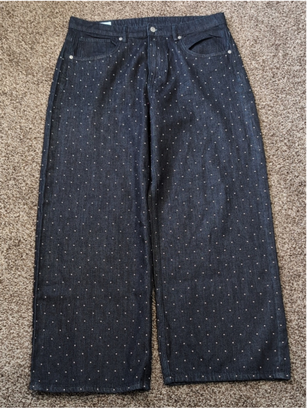 Zara Studded Wide-Leg Jeans